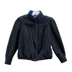 VTG Jean Nicole 100% Wool Bomber Jacket Womens 11/12 Retro 80s Shoulder Pad Rock